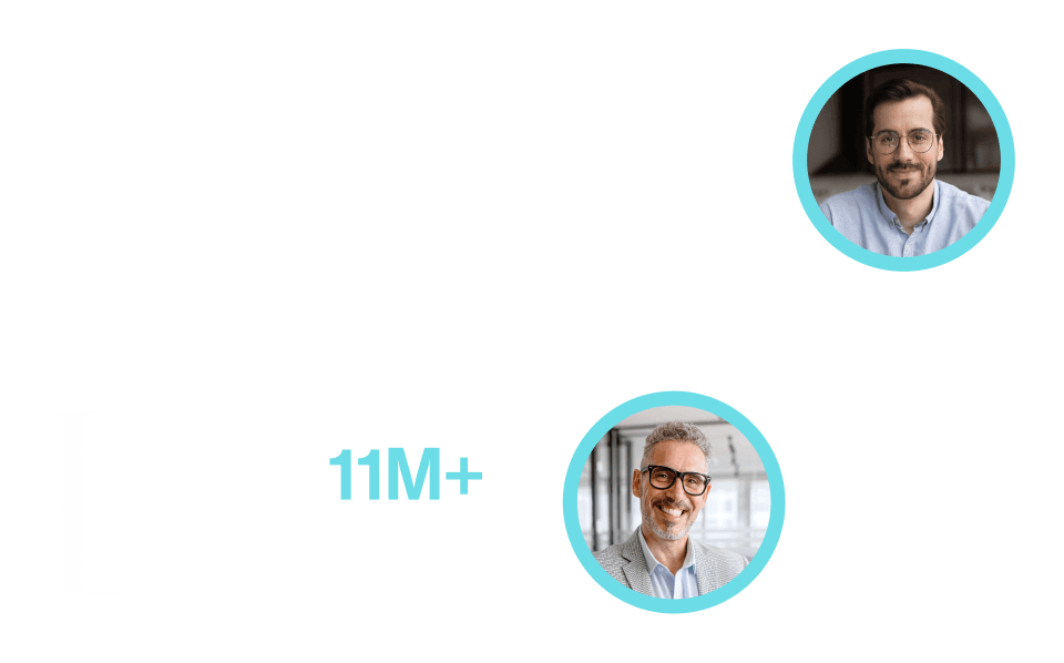 two men headshots in teal circles