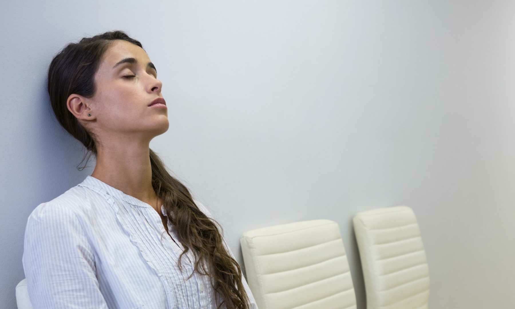 Person sitting in a waiting area