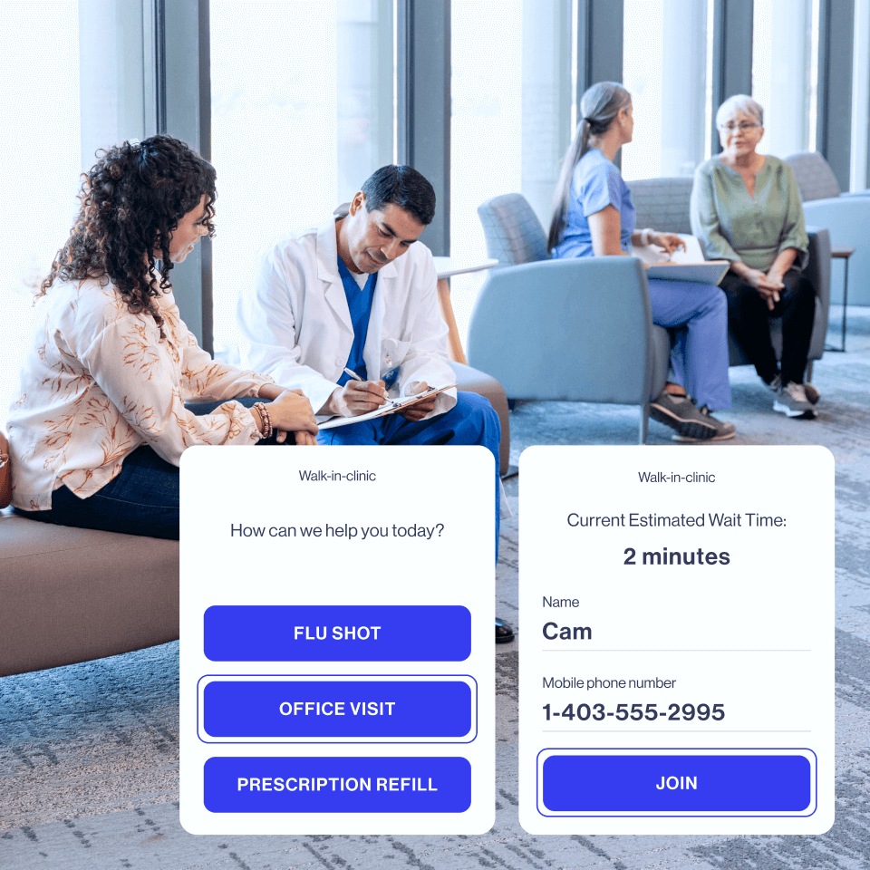 Clinic with WaitWell mobile queue management tickets