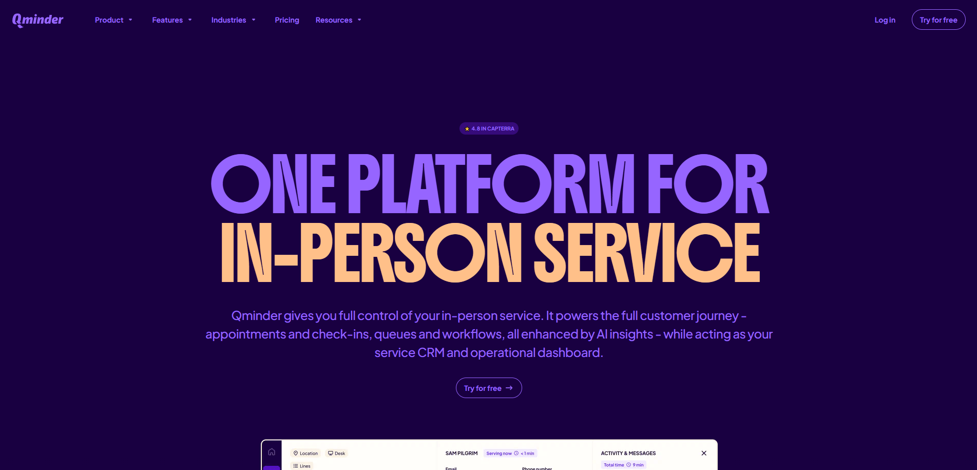 Qminder homepage