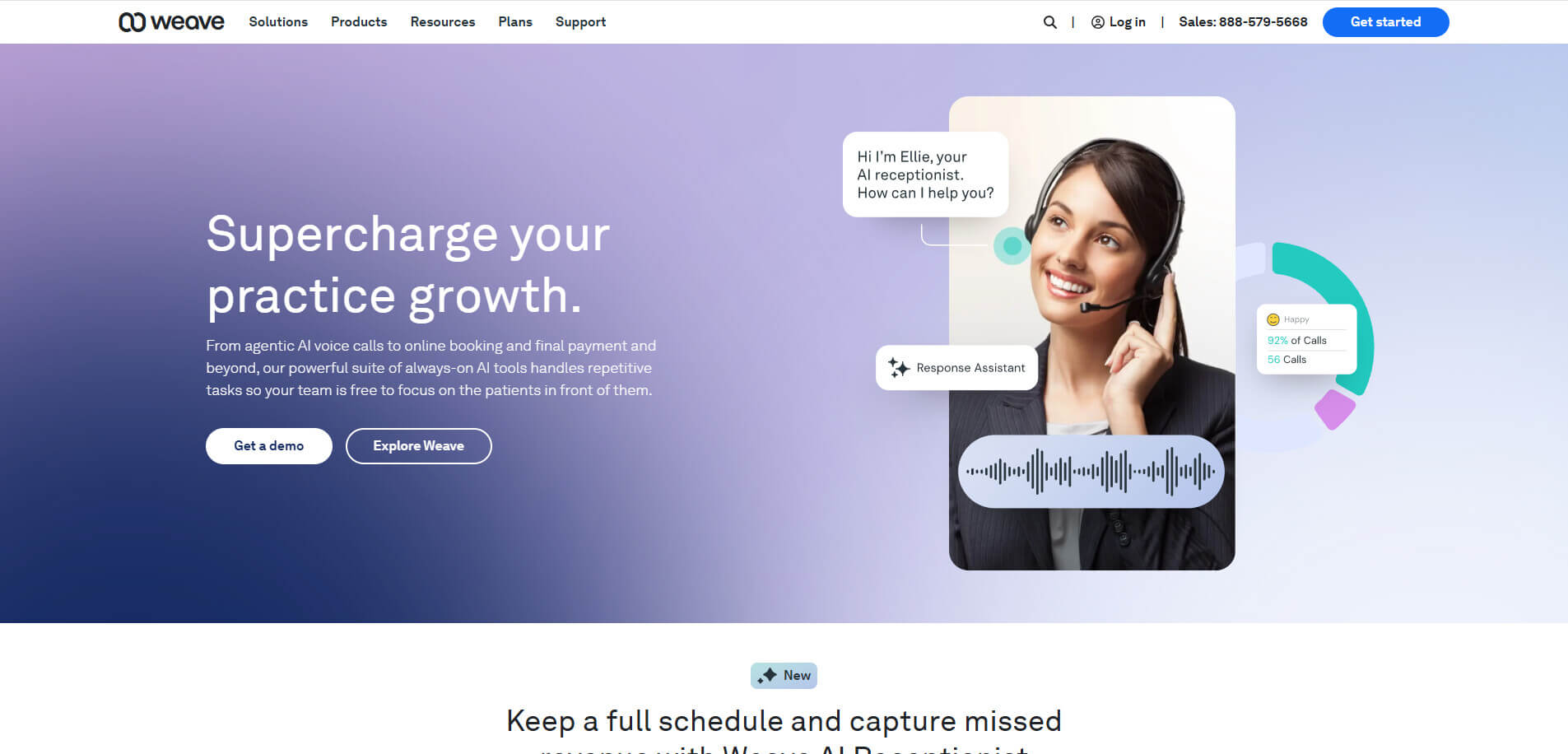 screenshot of weave homepage