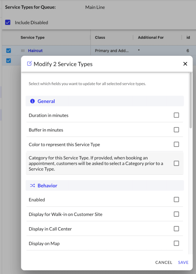 bulk edit service types